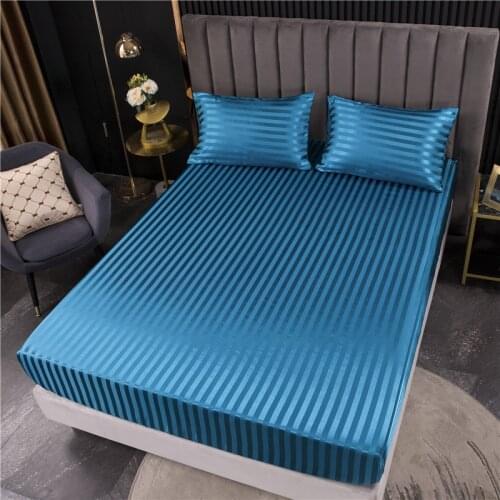 Queen King Size Bed Cover With Elastic Polyester Satin Bed Sheet For Double Bed Mattress Covers Jacquard Sheets (No Pillowcase)