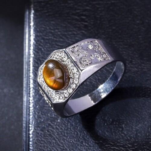 Simple Oval Semi Precious Stone Ring Elegant Luxury Women Inlay Zircon Silver Color Ring Trend Charm Women Cocktail party Party
