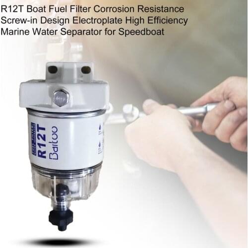 R12T Boat Fuel Filter Corrosion Resistance Screw-in Design Electroplate High Efficiency Marine Water Separator for Speedboat