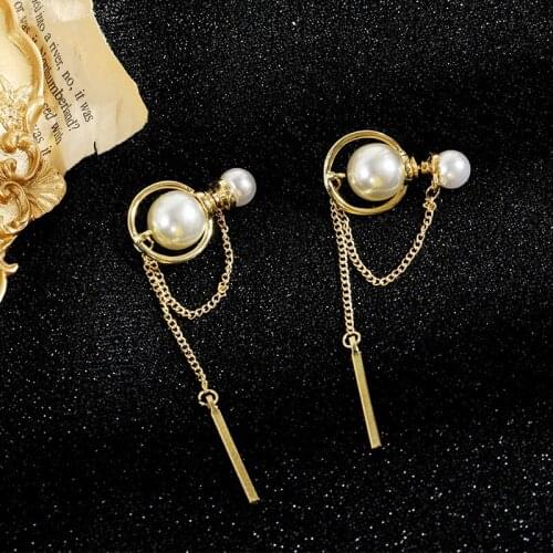 Fashion Anti Allergy Delicate Eardrop Long Tassel Pearl Jewelry Earings Set With Two Belt Style Earrings For Women Female 2021