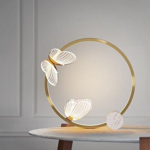 Modern LED Butterfly table lamp for bedroom Decor Table Lights Luxury Round Bedside night light Living Room desk lamps lighting