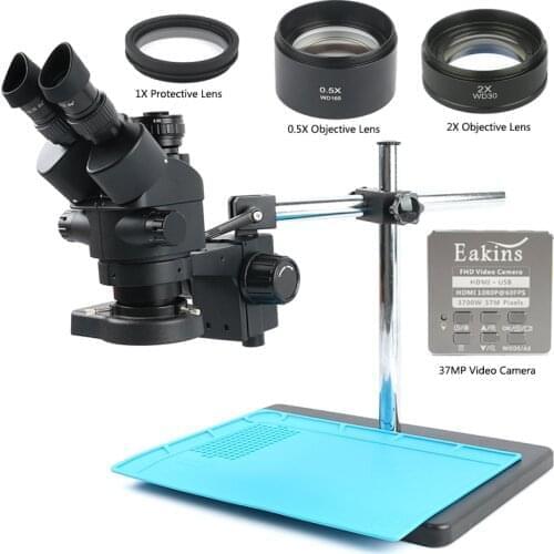 3.5X-90X Simul-Focal Trinocular Stereo Microscope 37MP 1080P HDMI USB Video Camera Set For PCB Soldering Repair