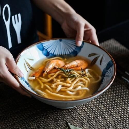 Japanese Ceramic Retro Ramen Bowl Creative Household Hat Instant Noodle Bowl Kitchen Tableware Large Rice Restaurant Soup Bowl
