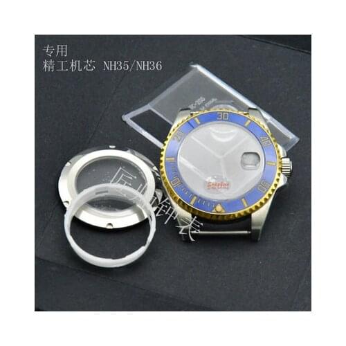 Japan nh36 / nh35 mechanical movement watch case loadable case 316 steel mens watch ceramic ring watch accessories