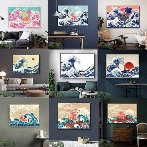 10 Style Great Wave Of Kanagawa Japan Vintage Canvas Art Poster And Prints Wall Painting No Frame Home Decor Picture For Living