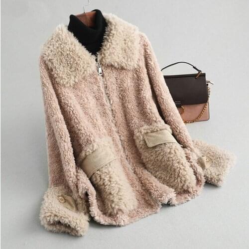 Sheep Real Shearling Fur Coat Female Jacket Winter Jacket Women 100% Wool Coats and Jackets Women Korean Outwear MY4096 s s