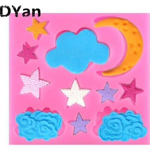 Star Cloud Moon Cake Border Silicone Mold Birthday Wedding Cupcake Fondant Cake Decorating Tools Chocolate Gumpaste Moulds A1307
