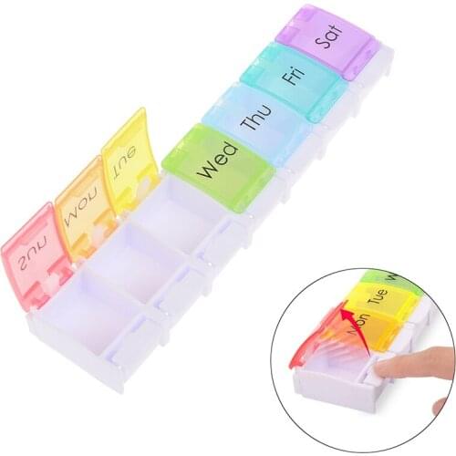 1Pcs Push Button 7 Days Weekly Pills Box Tablet Holder Storage Case Medicine Drug Container Mini Pill Box Tablet Storage Box