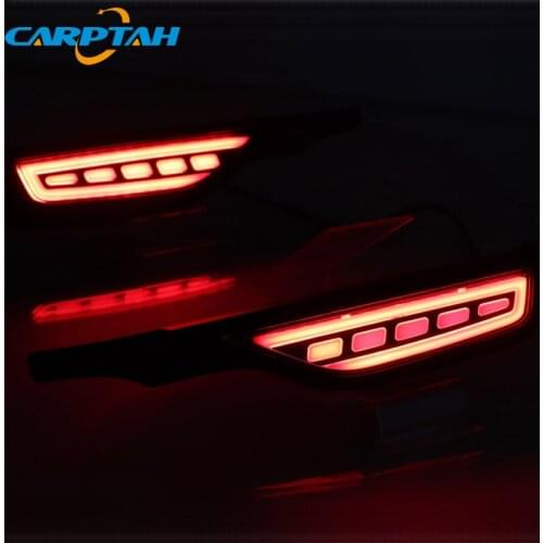 2PCS For Honda Fit Jazz 2018 2019 LED Rear Fog Lamp Car LED Bumper Light Brake Light Dynamic Turn Signal Indicator Reflector
