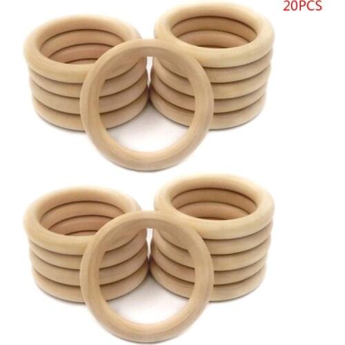 20 Pcs Natural Wooden Baby Teether Ring Infant Molars DIY Accessories Craft Toy T3LA