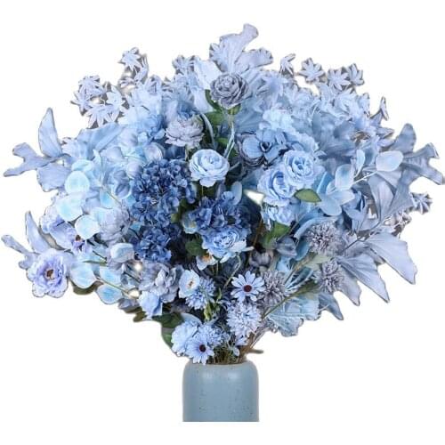 2021 Beautiful Rose Peony Artificial Silk Flowers Mix Blue Flower Cherry Bundle DIY Christmas Wedding Cake Gift Wreaths Decor