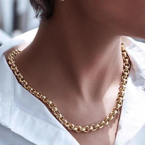 2021 Fashion Hot O Chain Necklace Women Gold Color Classic Link Chain Necklace For Women Jewelry Gift