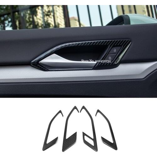 For VW Golf 8 MK8 2020 2021 Car Accessories LHD Stainless Carbon Car inner door Bowl protector frame Cover Trim Car styling 4pcs