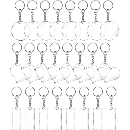 72PCS Acrylic Keychain Blanks with Key Chain Rings, Jump Rings for DIY Keychain, Vinyl Projects, Gift Tags
