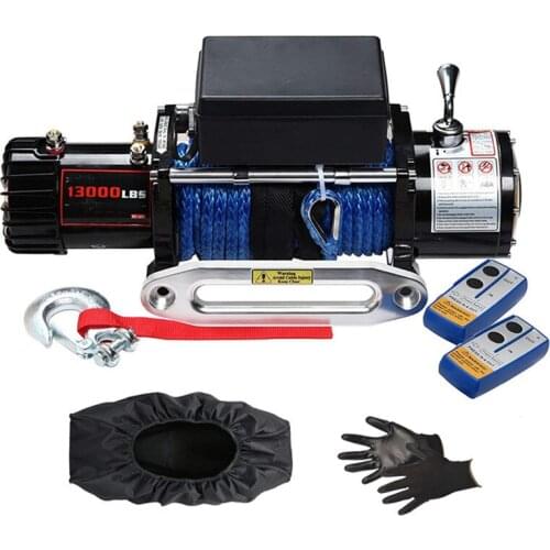 12V 24V 13000 lbs nylon rope car electric winch