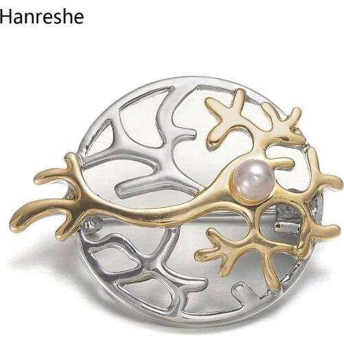 High Quality Enamel Neuron Medical Brooch Pin Pearl Round Gold And Silver Color Metal Lapel Pins For Doctors Nurses Jewelry Gift