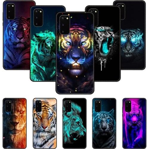 Phone Case For SamSung Galaxy S Note 10 20 7 6 9 8 Plus Edge E Ultra Lite Black Cover Shell Fashion Hoesjes Animal Tiger Lion