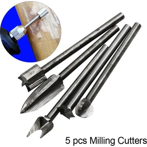 5pc Set Electric Woodworking Milling Cutter Root Engraving Bits Polishing Head Root Wood Milling Cuter Carpentry Tool 3mm Shank