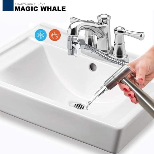 Bathroom Basin Faucet Chrome Single Handle Tap Sink Faucet Mixer with Shower Head Hot And Cold Water Hose Faucets