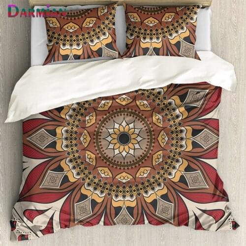 DARMIAN Colorful Mandala Bohemia Floral Print Duvet Cover Set with Pillowcase 3Pcs Premium Home Texitle Multi Size Bedding Set