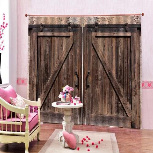 Brown woods door curtains Customized size Luxury Blackout 3D Window Curtains For Living Room Drapes Cortinas