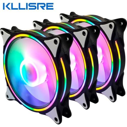 Kllisre LED Case Fan 120mm Fans Silent Sleeve Bearing 4pin Desktop PC Fan Computer Cooling Cooler CPU Coolers Radiators