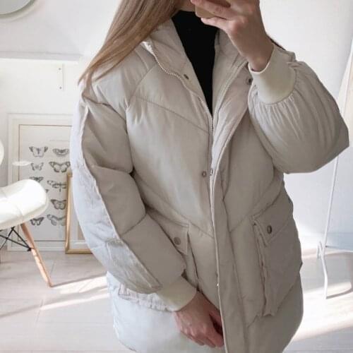 2021 Korean Loose Puffer Jacket Oversize Womens Short Winter Female Coat Women Thickened Parka Feminina Harajuku Outerwear Hood
