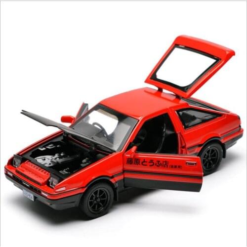 Initial d ae86 model Alloy Metal Diecast Cars Model Inital Toy Car Vehicles RX7 Pull Back 1:28 Light For Children Boy Toys