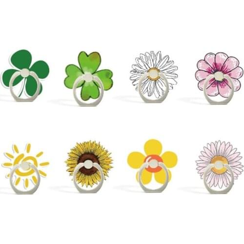 Cartoon Sunflower Rose Flower Phone Finger Ring Mobile Phone Stand Holder For iPhone Huawei Acrylic Phone Holder All Smartphone