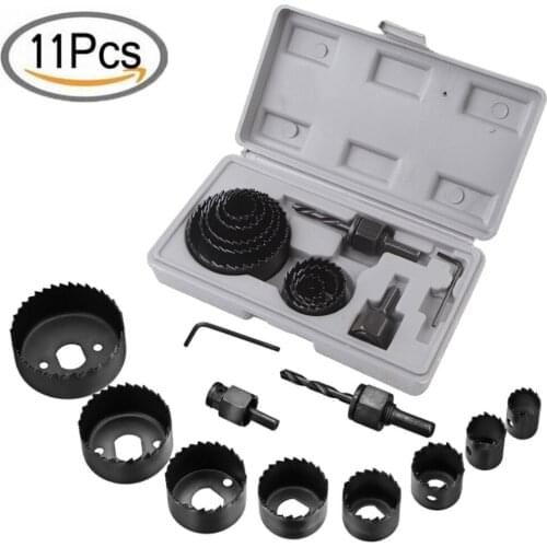 11/16Pcs Woodworking Hole Saw Drill Bit Set Carbon Steel 19-127mm Hole Cutter Set For Plasterboard Ceiling Wood Hole Saw Kit