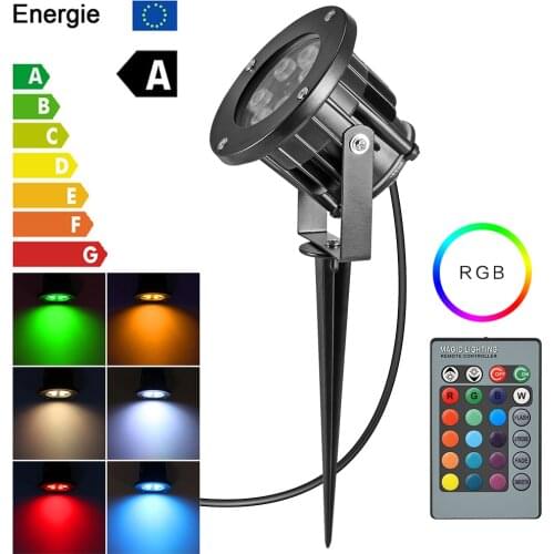 Outdoor Waterproof 12W RGB 6-LED RGB Lawn Garden Flood Light Yard Path Spotlight Lamp Warm White AC 85-265V with Spike US Plug