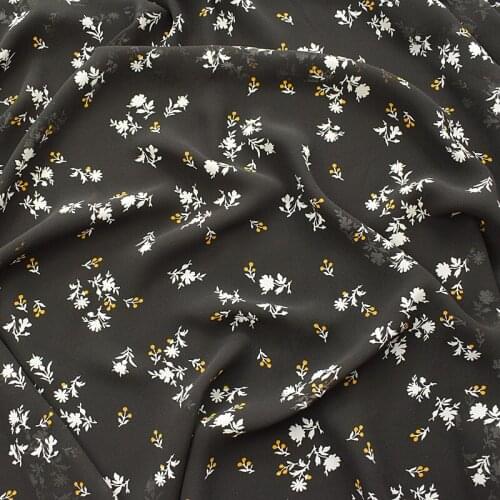 New fashion high quality black printed chiffon fabric soft comfortable cloth tissue for baby cloth women dress, scarf by meter