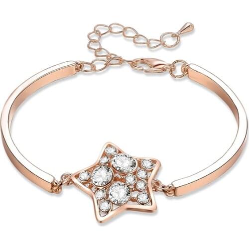 2019 NEW Fashion Crystal Women Bracelet Charm Chain Bracelets Bangles Gold Star Bangles For Women Costume Jewelry