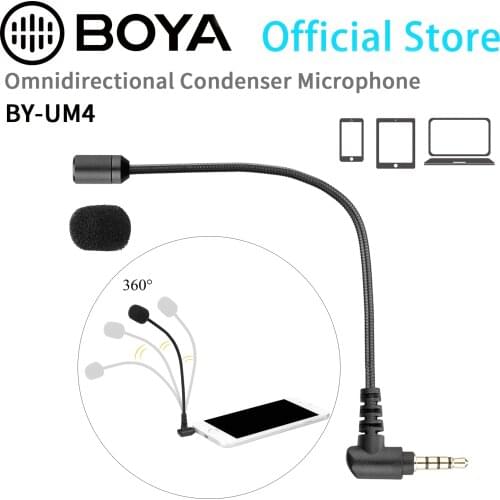 New BOYA BY-UM4 Omnidirectional Condenser Microphone 3.5mm TRRS Connector for IOS Android Smartphone iPhone 6 Windows PC Tablet