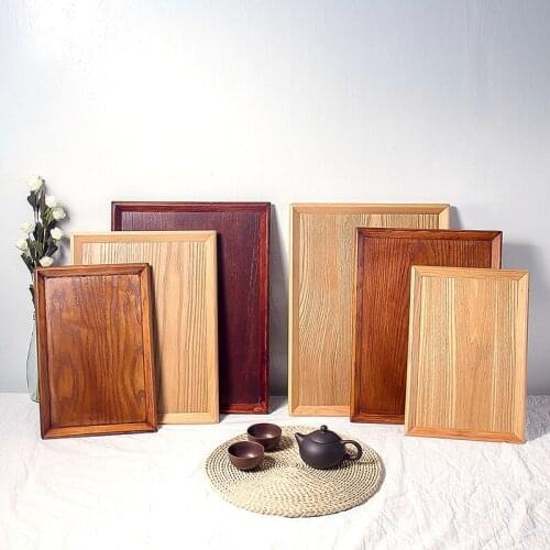 Wholesale Korean-style inner oblique rectangular tray wooden tea plate hotel home wooden plate dinner plates serving platter