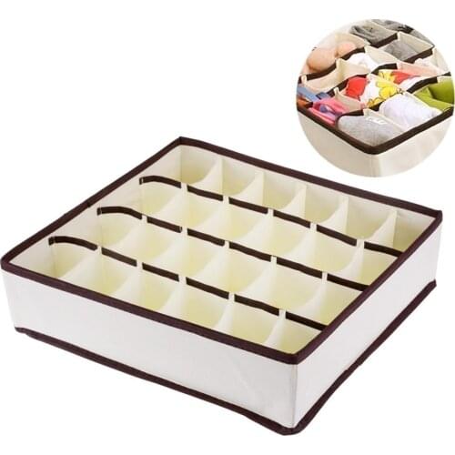 4Pcs/Set Collapsible 6/7/8/24 Cell Fabric Organizer Storage Box Socks Underwear Closet Baskets Divider