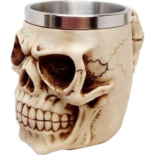 3D Viking Personality Big Skull Beer Mug Striking Skull Warrior Tankard Gothic Helmet Drinkware Vessel Coffee Cup Christmas