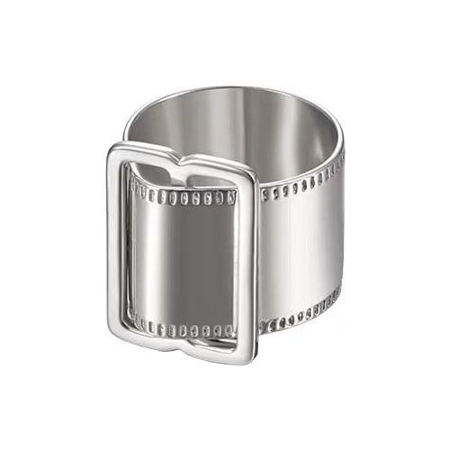 Rongho Punk Metal Belt Shape Finger Rings for Women Round Metal Ruler Men Rings Gothic Ring Love Gift