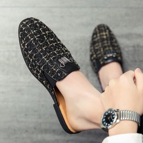 Casual Man Shoes Sandals For Men Casual Shoes Fashion Mens Summer Slippers Sandal Man Half Slipper Mens Leather Slipers Loafers