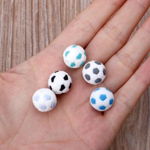 Silicone Beads 15mm Baby Teether Football Food Grade Silicone Soccer Round Bead BPA Free Bracelet Making Teether