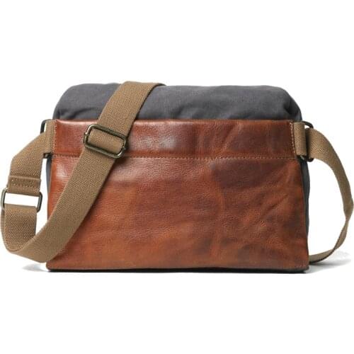 New leather fashion messenger bag canvas simple mens bag shoulder portable messenger backpack