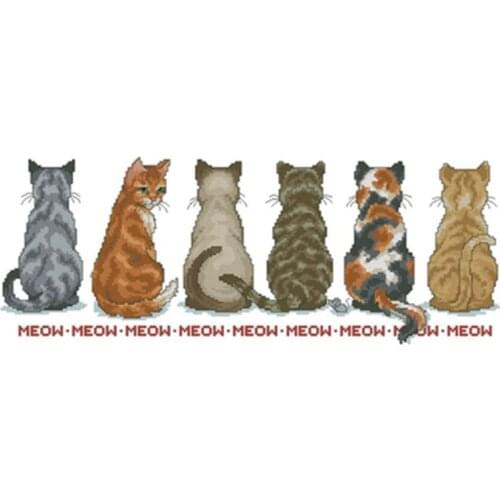 The back of a row of cats patterns Counted Cross Stitch 11CT 14CT 18CT DIY Chinese Cross Stitch Kits Embroidery Needlework Sets