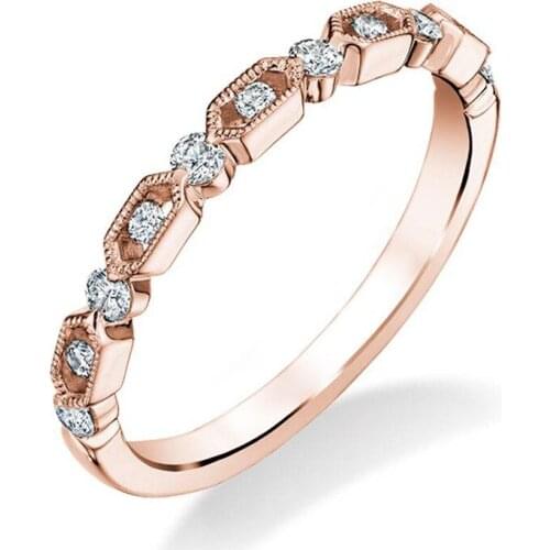 USTAR Classic Simple Thin midi finger rings for women shiny cubic zirconia rose gold engagement ring female fashion jewelry anel