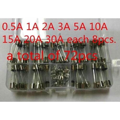 High Quality Brand New 6x30mm Quick Blow Glass Tube Fuse Assorted Kit 72PCS Fuse Seat 10pcs and Box