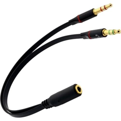 3.5mm Y Splitter 2 Jack Male to 1 Female Headphone Microphone Audio Adapter Cable Connector Aux Stereo Adapter Cable