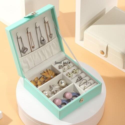 12x12CM Female Portable Fashion Jewelry Box Korean Simple Earrings Ring Hand Jewelry Display Case