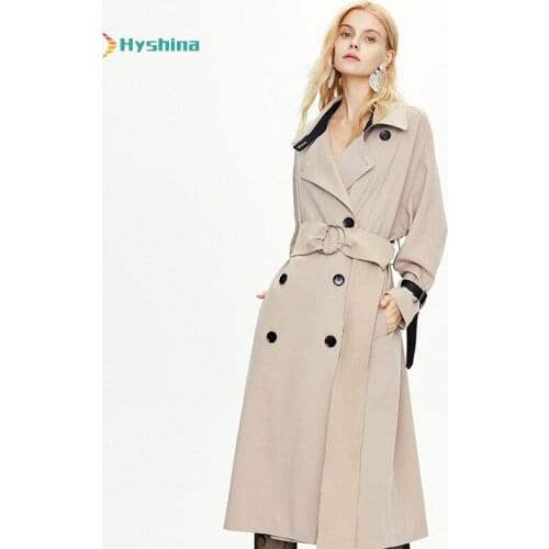 Womens Trench Coat New Long Style Over the Knee Leisure Double Breasted