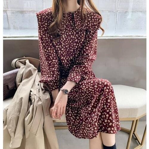 Bella philosophy 2020 spring women elegant chiffon printed dress lady long sleeve floral dress female ruffles vintage Vestido