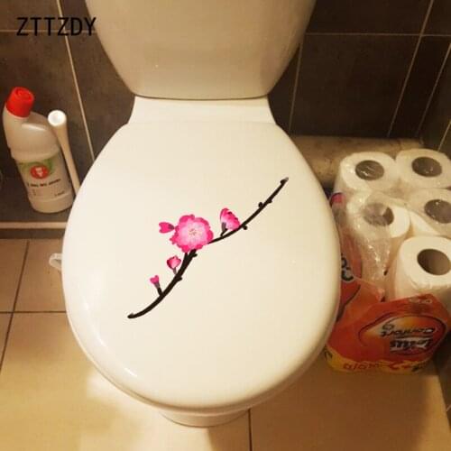 ZTTZDY 21.8*6.4CM Pink Cherry Blossom Classical Art Bedroom Wall Decal Cartoon Flower Toilet Sticker T2-0190
