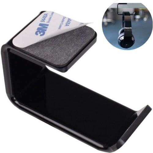 1PC New Black Self Adhesive Acrylic Headset L-shape Hanger Holder Headphone Stand Bracket Desk Hook